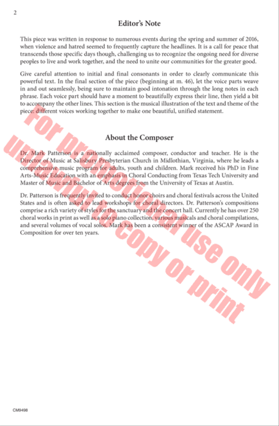 Peace, Like Welcome Rain Peace, Like Welcome Rain 4-Part scores gallery preview page 3