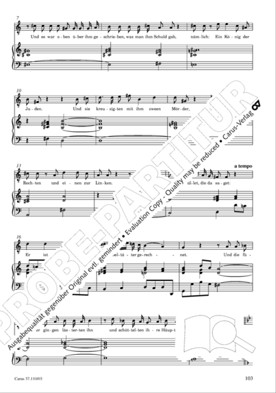 Markuspassion. Werkausgabe Reihe 1, Bd. 7 (Homilius) 4-Part scores gallery preview page 110