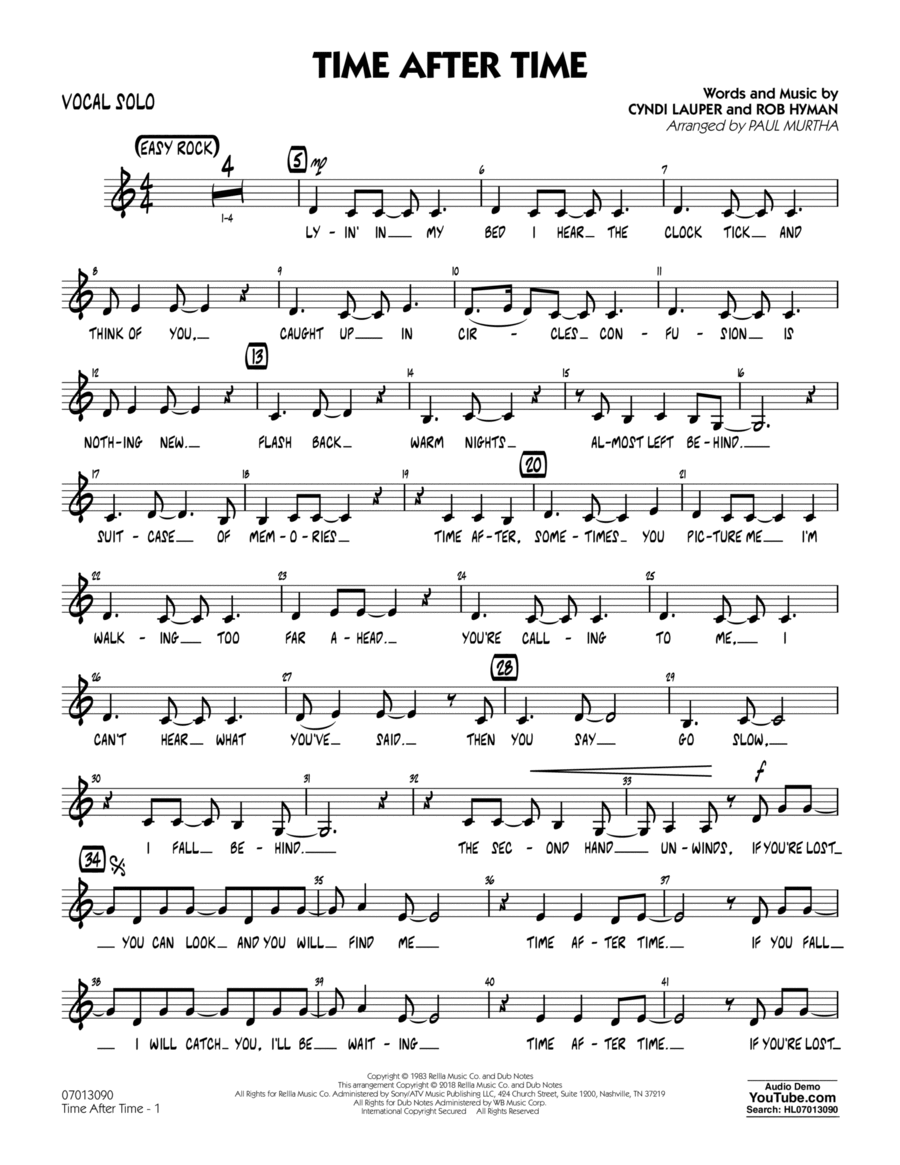 Time After Time - Vocal Solo Voice Solo scores gallery preview page 1