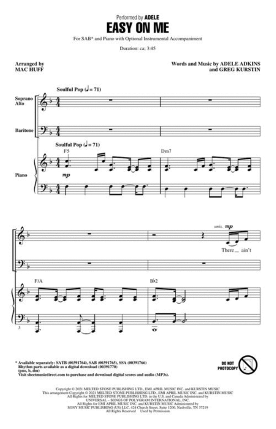 Easy on Me 3-Part scores gallery preview page 3