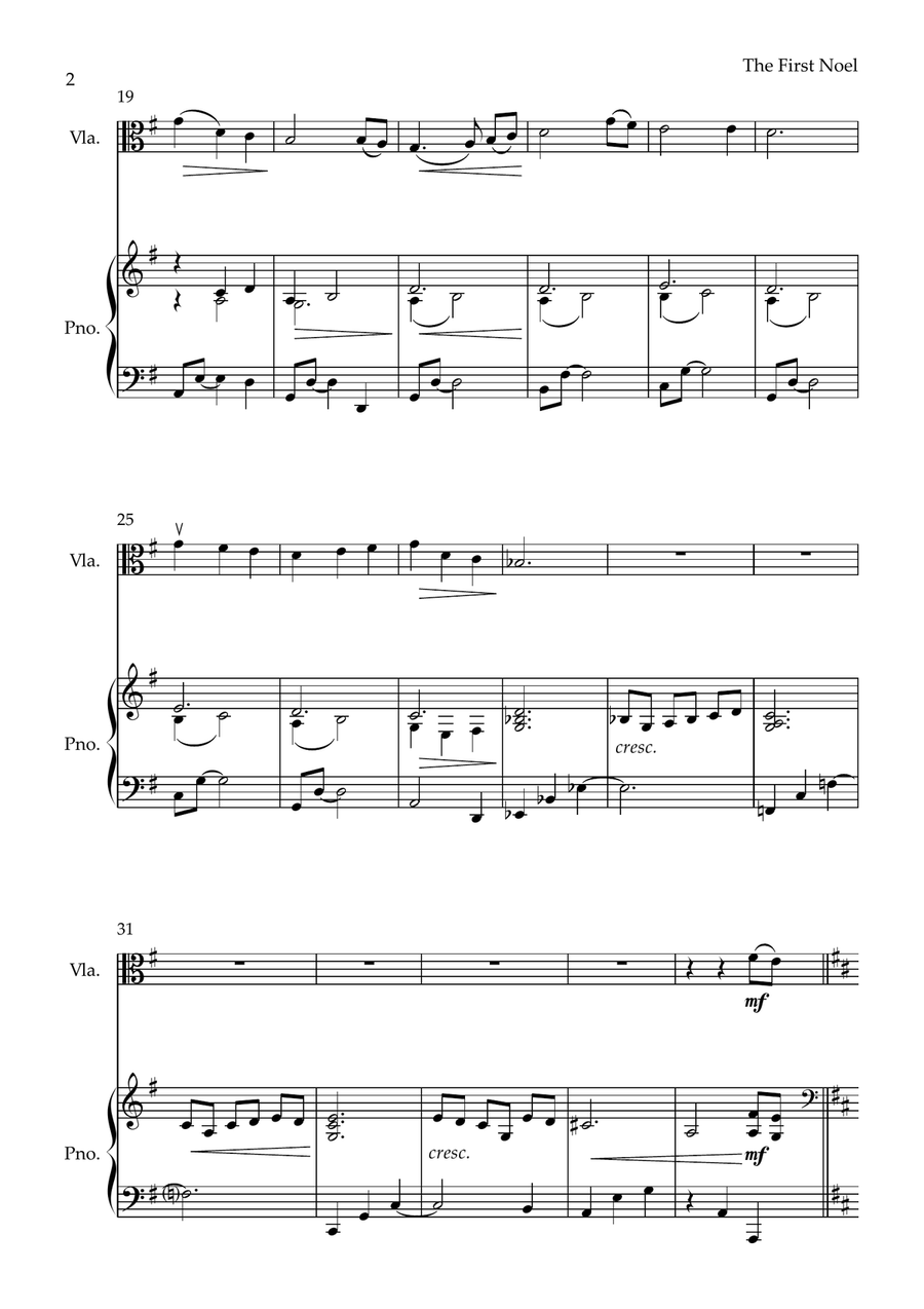 The First Noel (for Viola and Piano) Piano scores gallery preview page 2