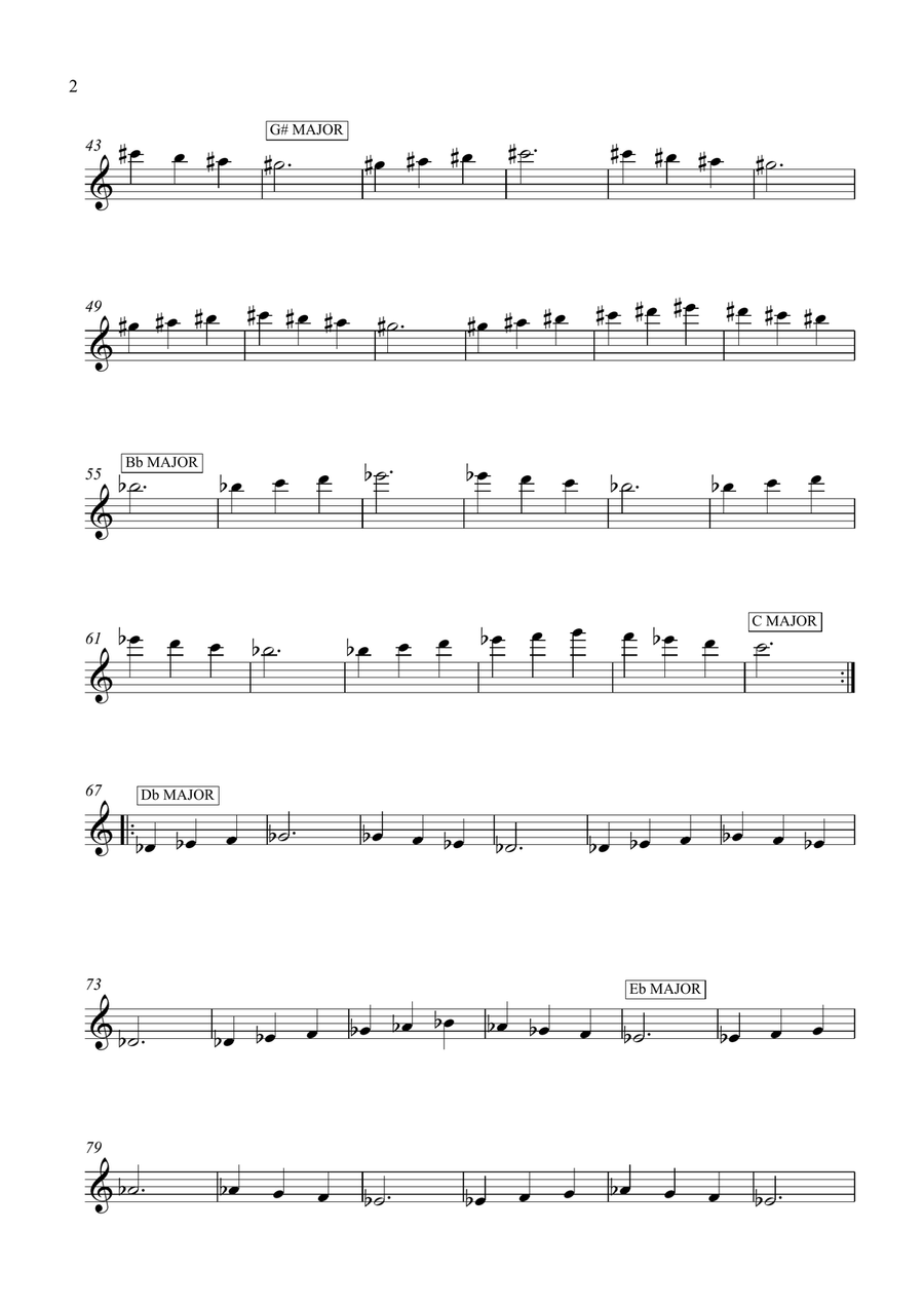 ALL MAJOR KEYS - FLUTE WARM UP Flute Solo scores gallery preview page 2