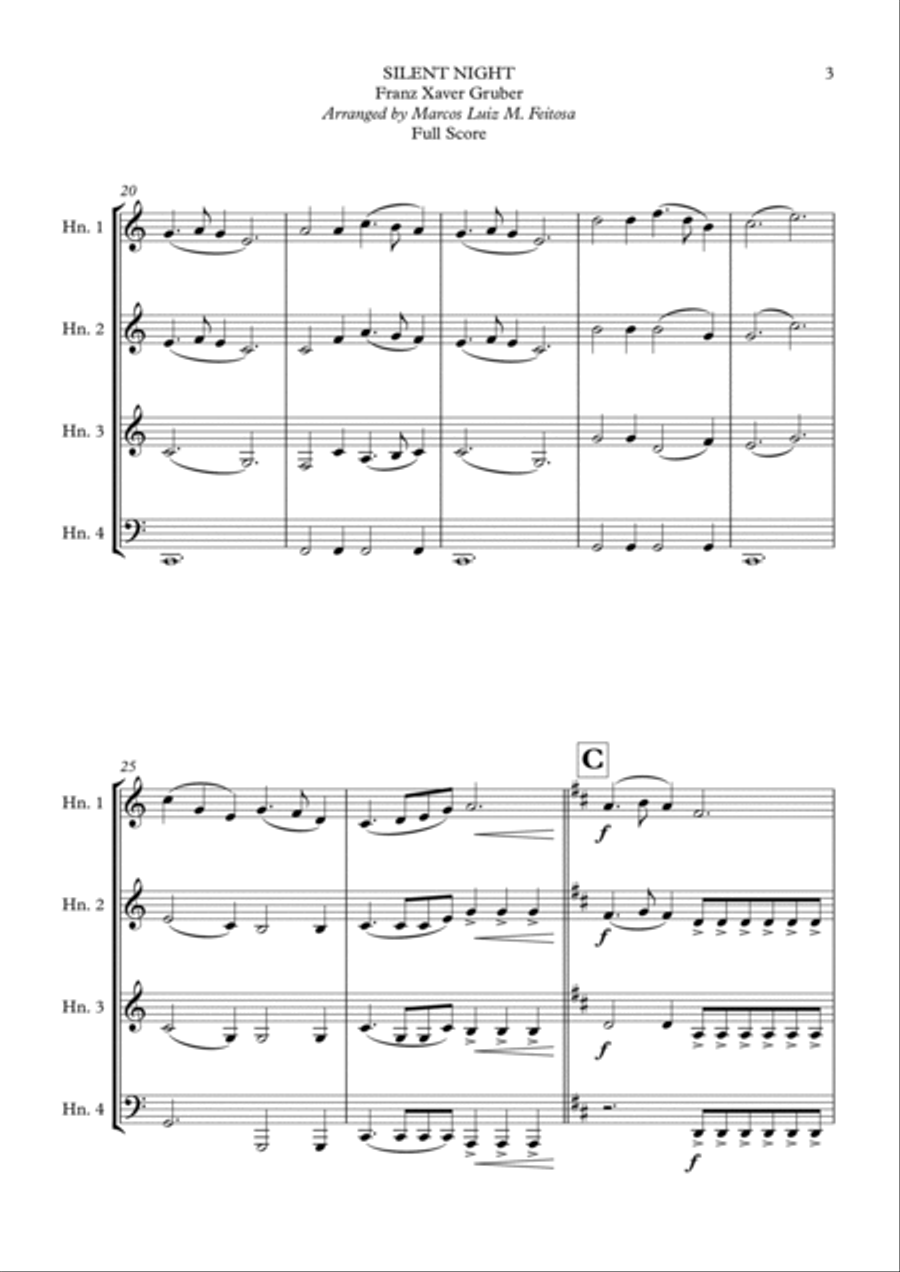 Silent Night - Horn in F Quartet French Horn Quartet scores gallery preview page 5