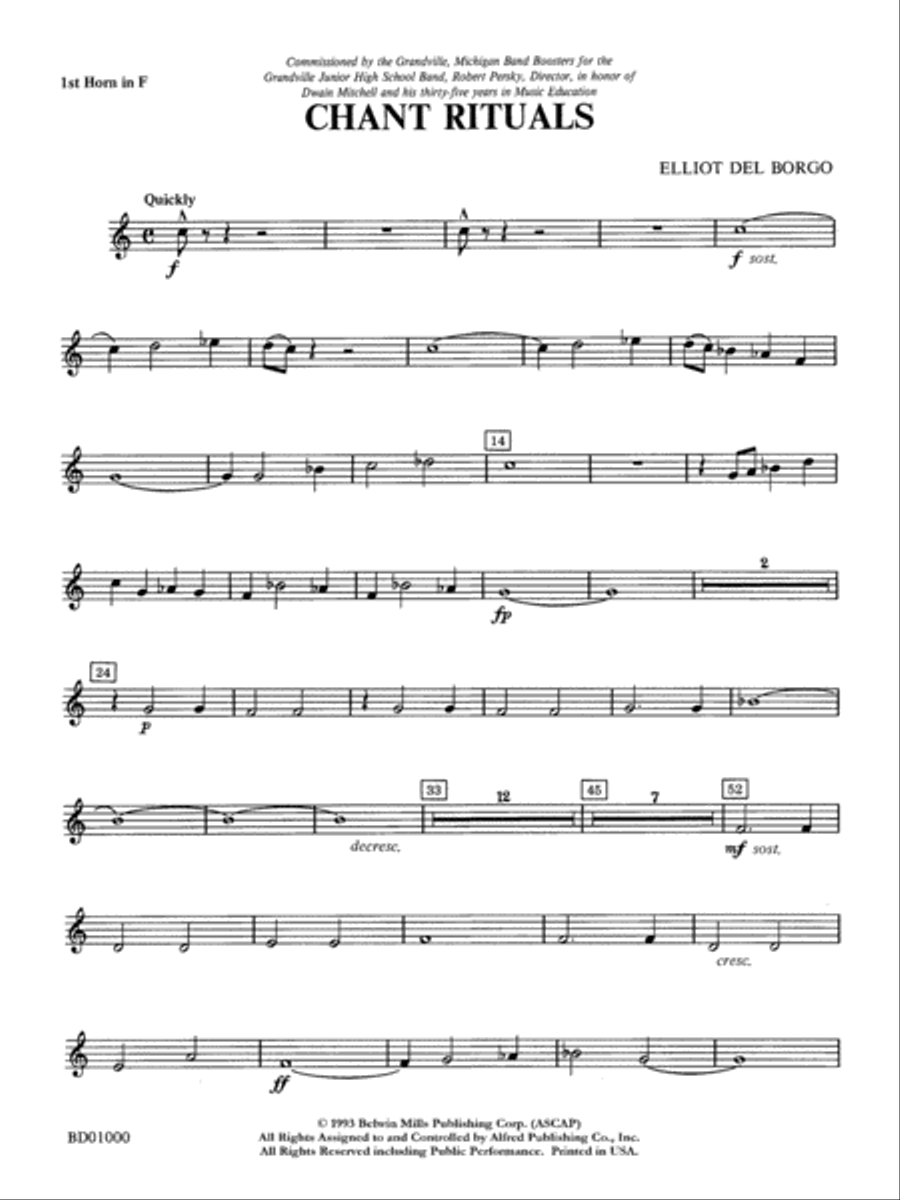 Chant Rituals: 1st F Horn Concert Band scores gallery preview page 1