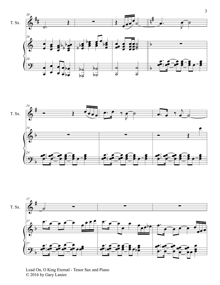 Gary Lanier: 3 GREAT HYMNS, Set III (Duets for Tenor Sax & Piano) Woodwind Duet scores gallery preview page 4