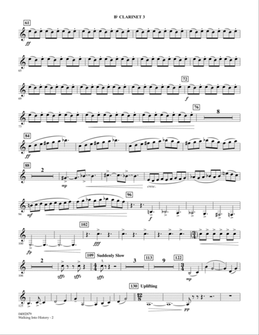 Walking into History (The Clinton 12) - Bb Clarinet 3 Concert Band scores gallery preview page 2