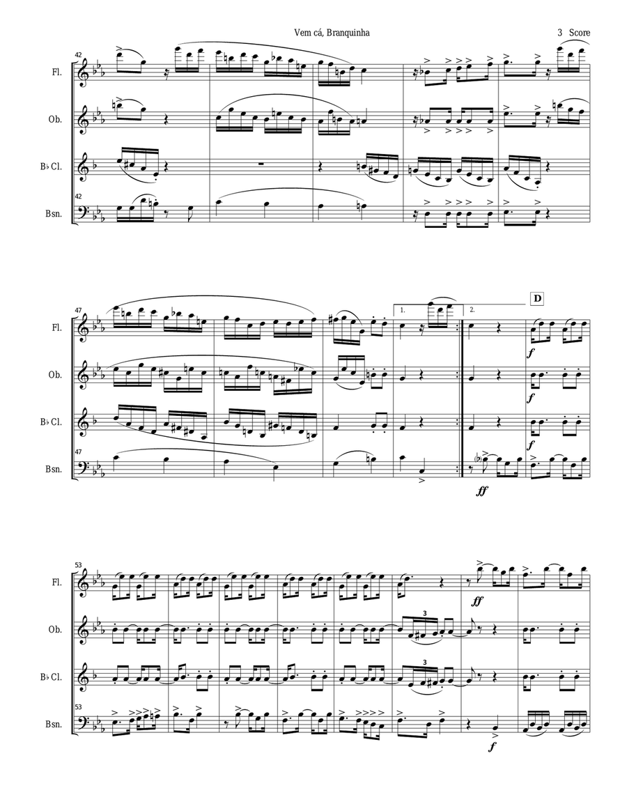 Woodwind quartet - Tango by Ernesto Nazareth Woodwind Quartet scores gallery preview page 3
