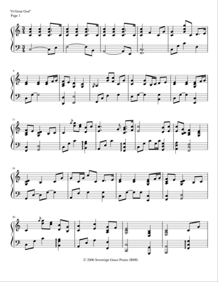 O Great God Piano Solo scores gallery preview page 2