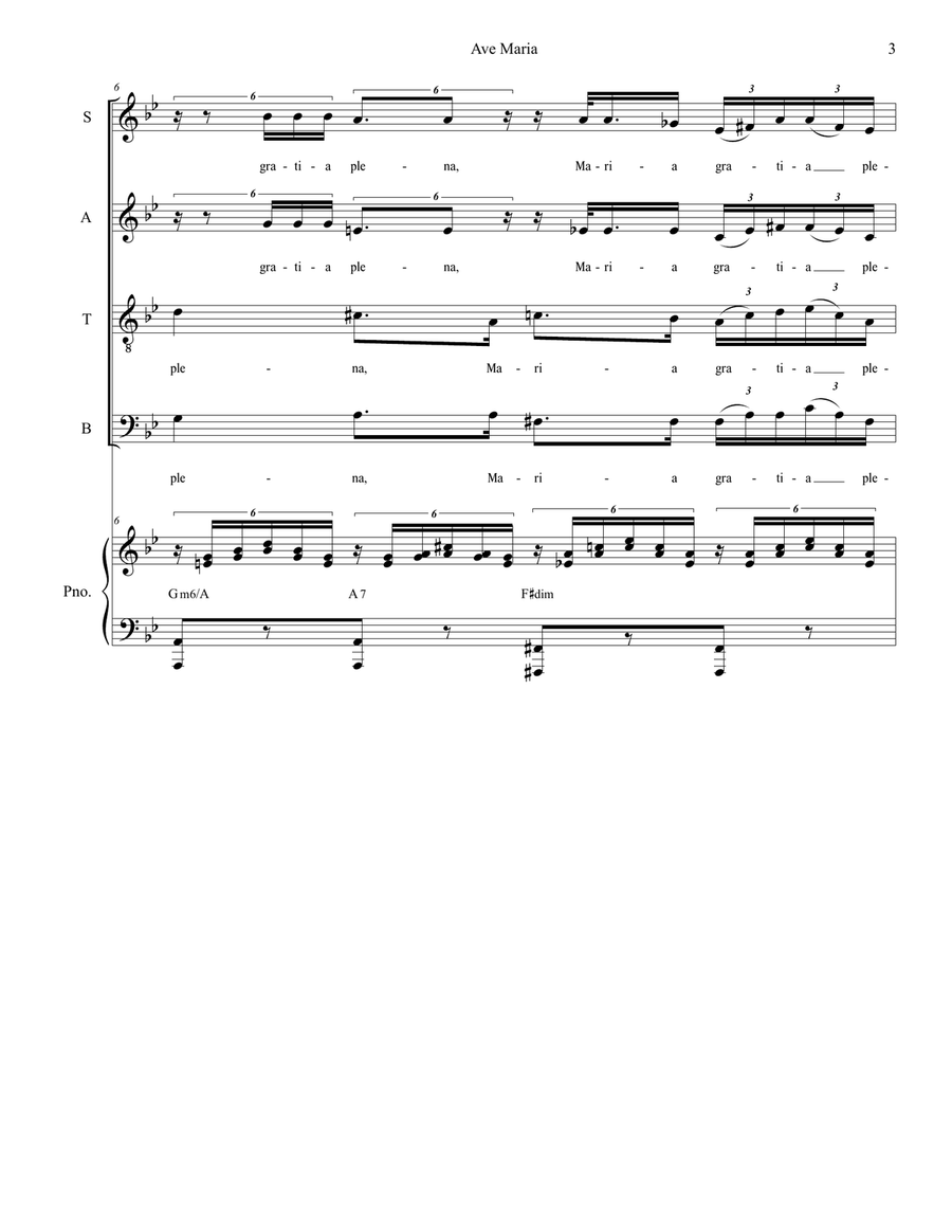 Ave Maria (SATB - High/Medium - Piano Accompaniment) 4-Part scores gallery preview page 3