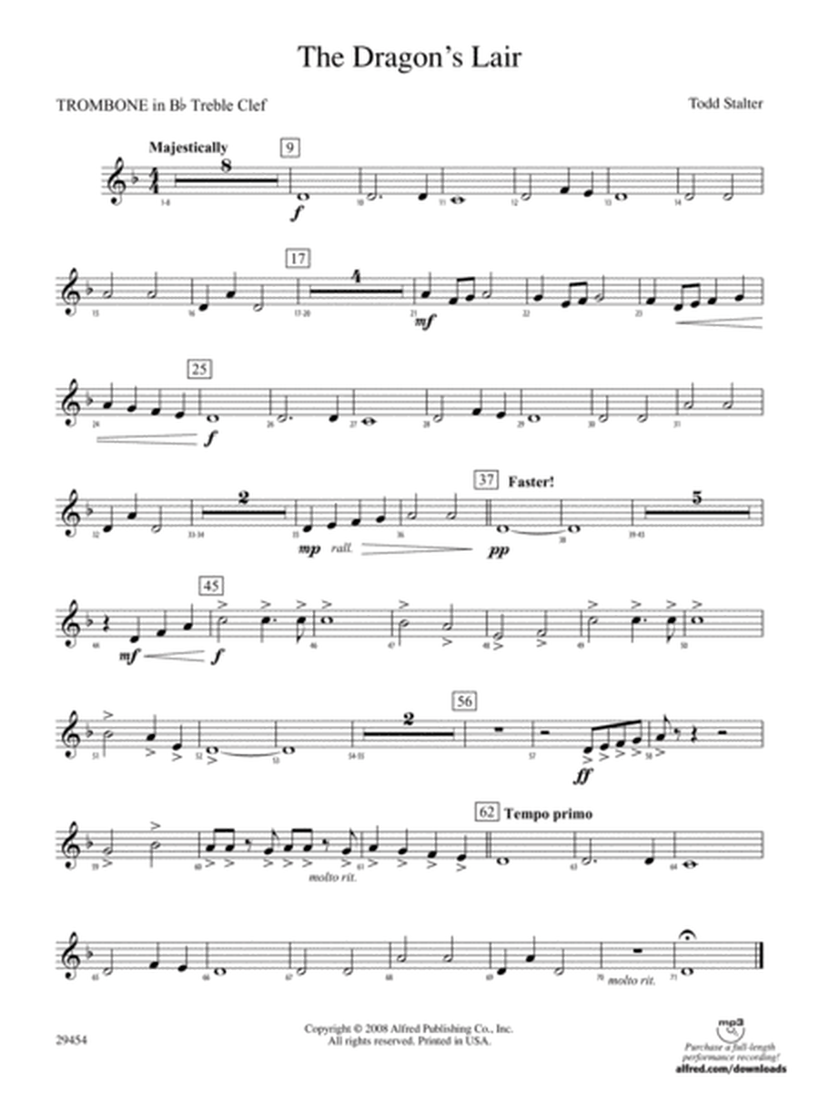 The Dragon's Lair: (wp) 1st B-flat Trombone T.C.