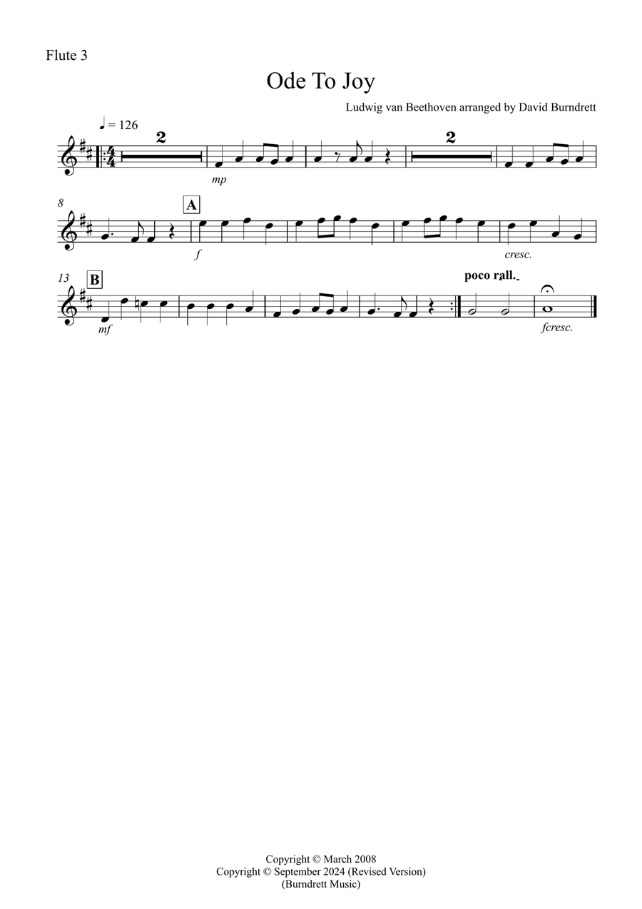 Ode To Joy for Flute Quartet Flute Quartet scores gallery preview page 5