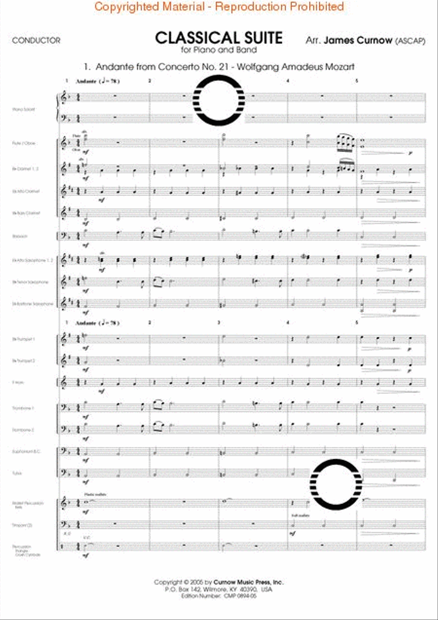 Classical Suite for Piano and Concert Band Concert Band scores gallery preview page 2