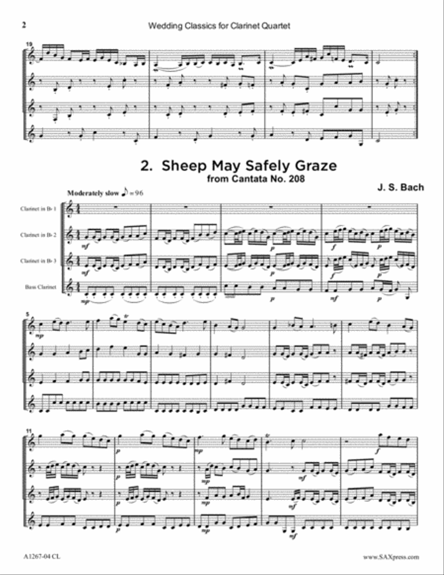 Wedding Classics for Clarinet Quartet Clarinet Quartet scores gallery preview page 6