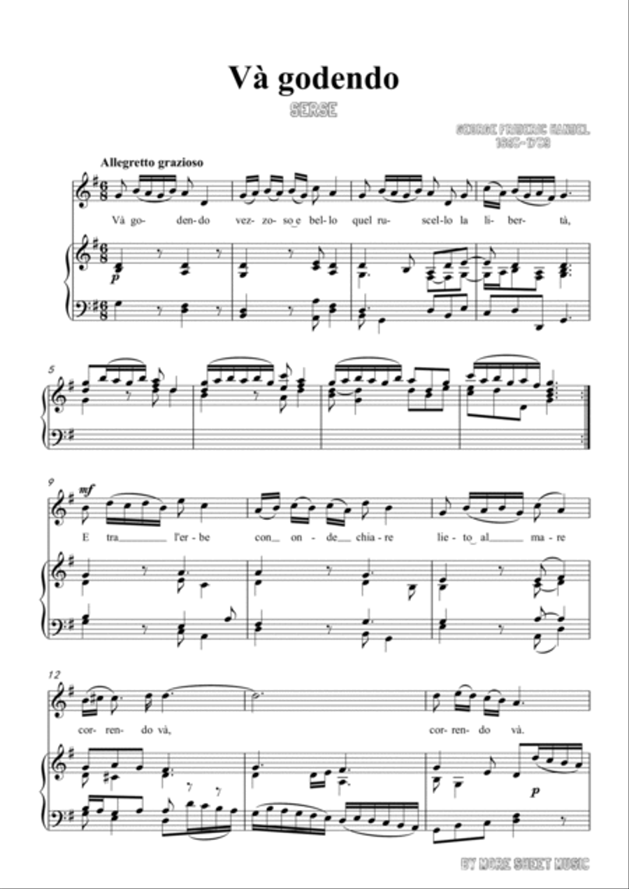 Handel-Và godendo in G Major,for Voice and Piano Handel-Và godendo in G Major,for Voice and Piano Voice Solo scores gallery preview page 3