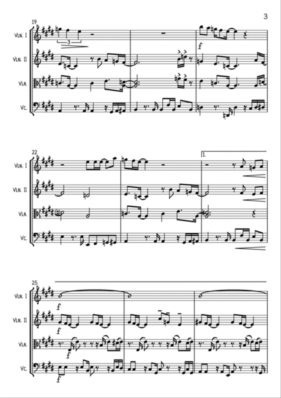 Lovely Day Lovely Day String Quartet scores gallery preview page 3
