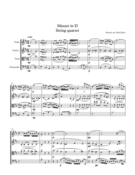 Minuet in D for String quartet (k.355-576b) image number null