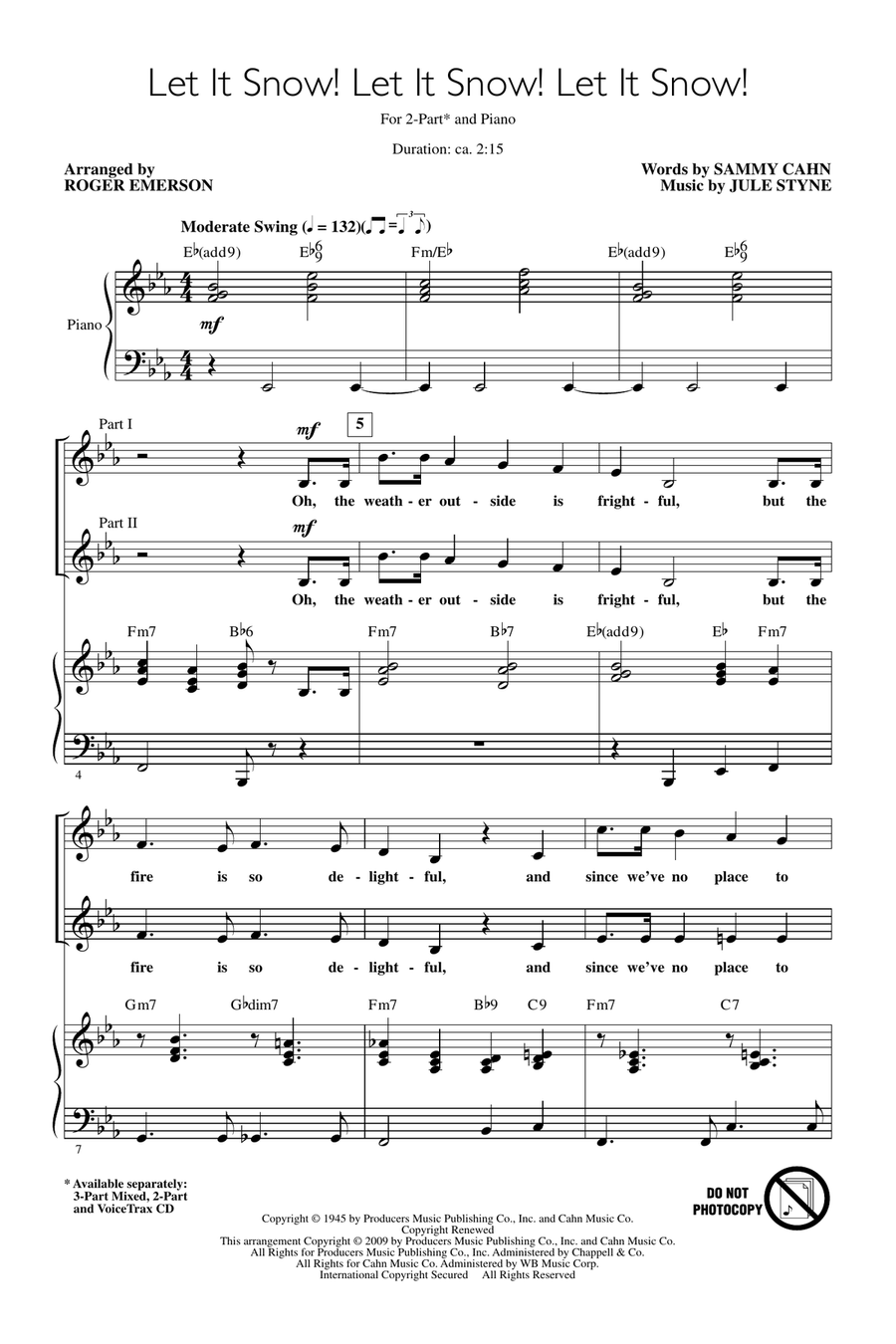 Let It Snow! Let It Snow! Let It Snow! by Jule Styne 2-Part - Digital Sheet Music