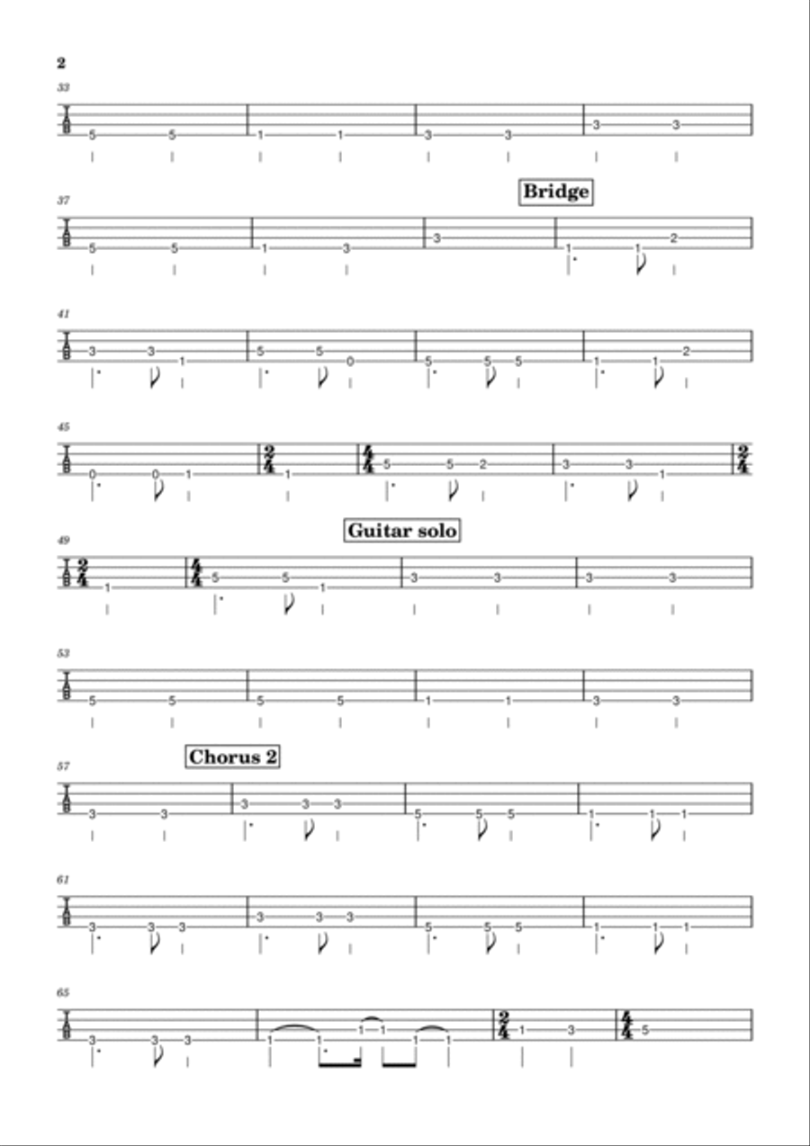 Making Love Out Of Nothing At All Bass Guitar Tablature scores gallery preview page 2