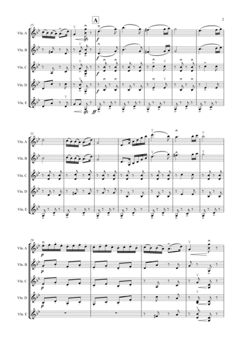Hungarian Dance no.5, by Johannes Brahms, arranged for 5 violins image number null