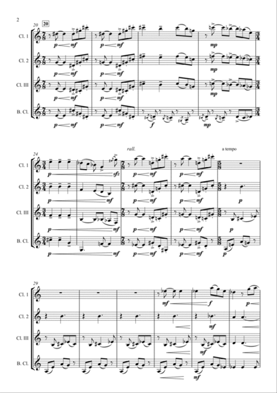 Sol de Pelotas, Quarteto de Clarinetes Clarinet Quartet scores gallery preview page 5