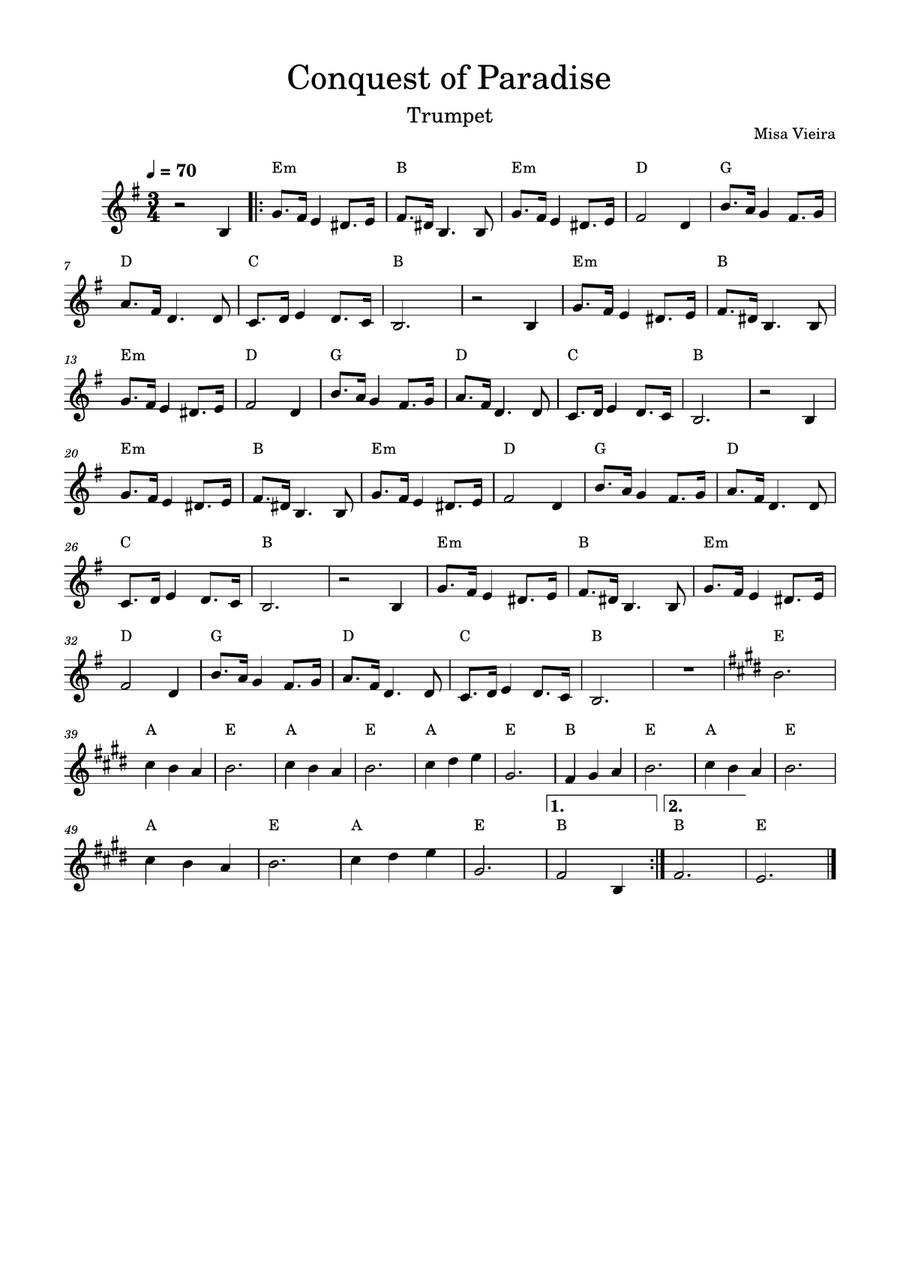 Conquest Of Paradise Conquest Of Paradise B-Flat Trumpet scores gallery preview page 1