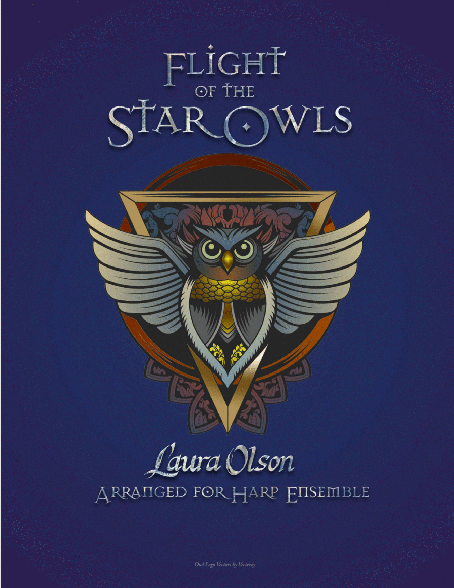 Flight of the Star Owls Harp Arrangement- Full score and parts (F minor) Harp scores gallery preview page 1