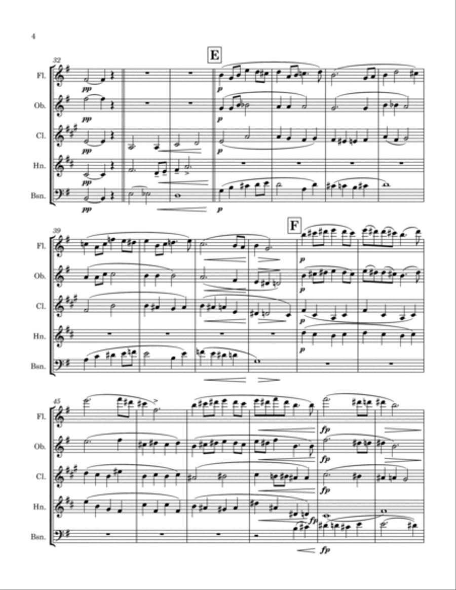 Grieg: 2 Elegiac Melodies Op.34 No.2 “Våren” (Last Spring) - wind quintet Woodwind Quintet scores gallery preview page 5