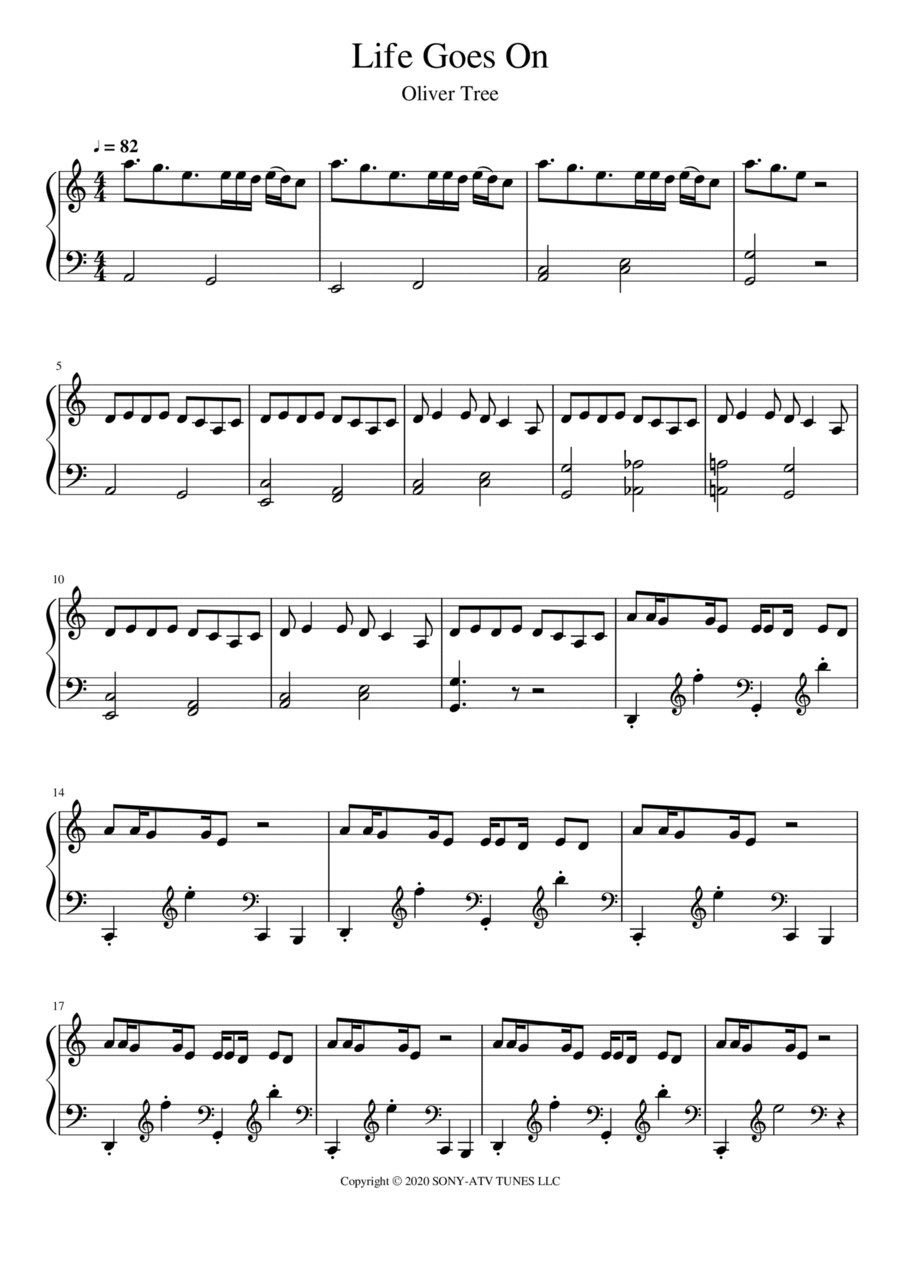Life Goes On Life Goes On Piano Solo scores gallery preview page 1