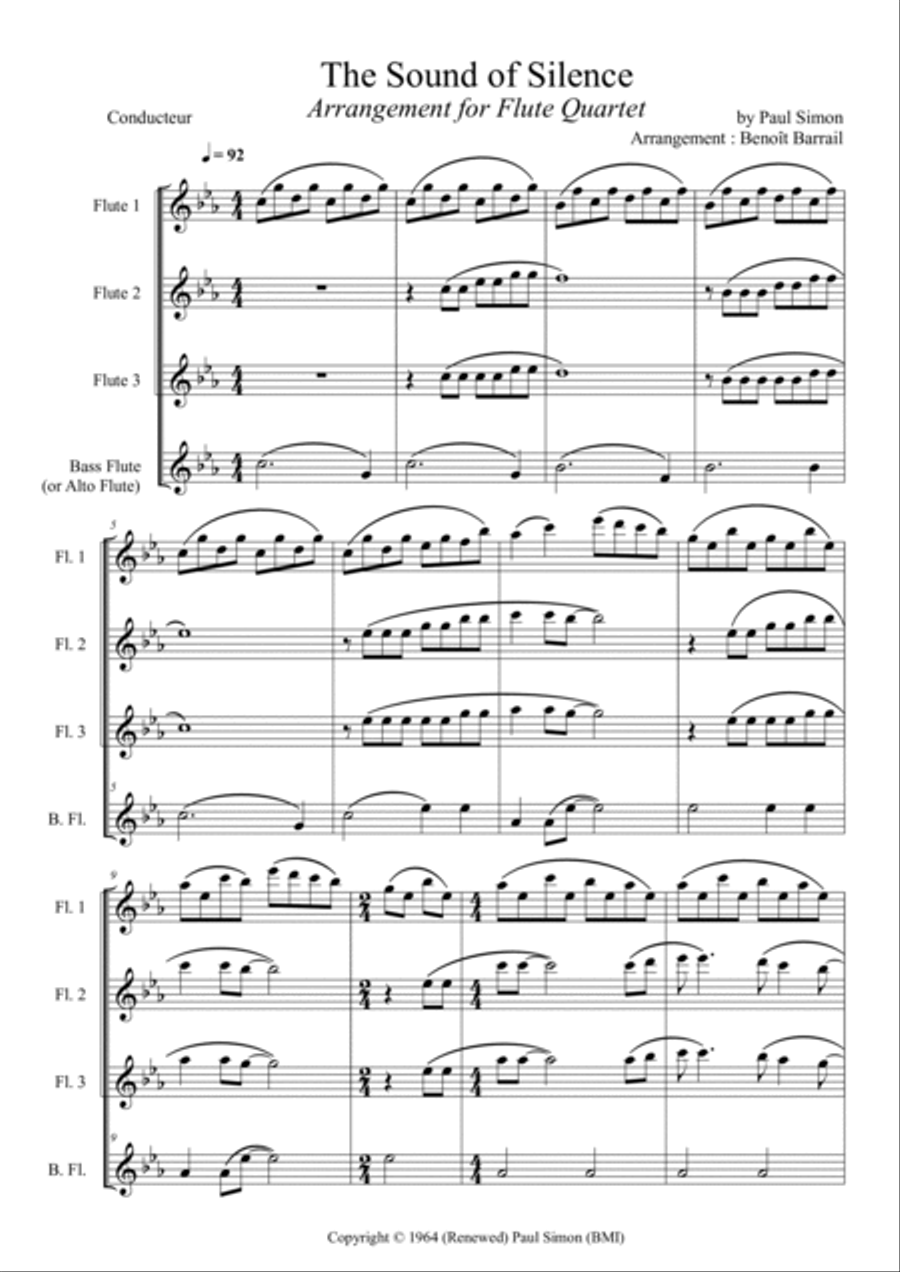 The Sound Of Silence Flute Quartet scores gallery preview page 4