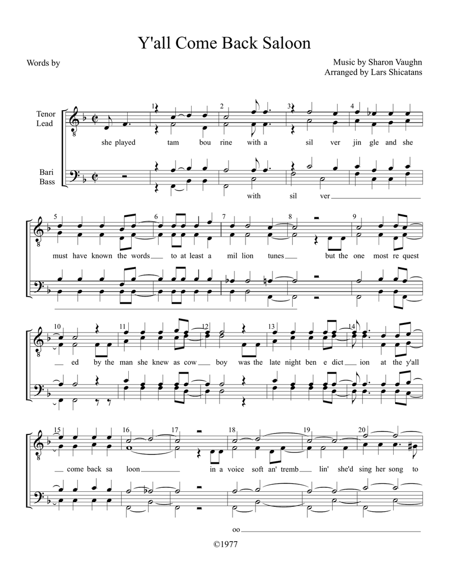 Y'all Come Back Saloon Small Ensemble scores gallery preview page 1