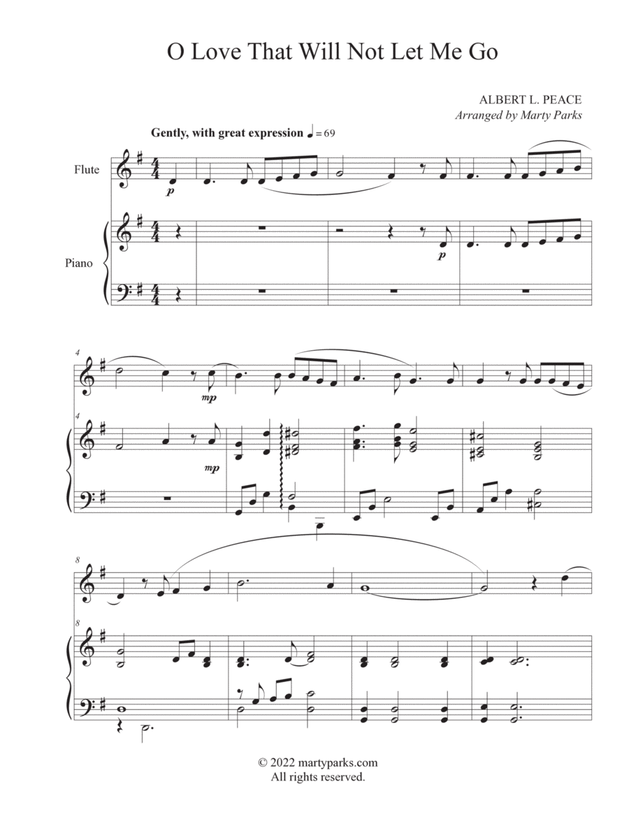 O Love That Will Not Let Me Go (Flute-Piano) Flute Solo scores gallery preview page 1