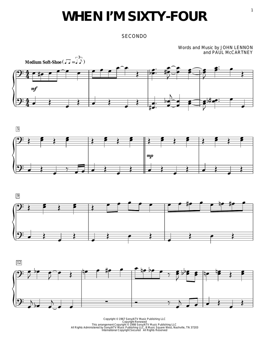 When I'm Sixty-Four Piano Duet scores gallery preview page 1