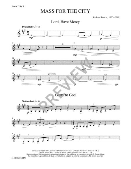 Mass for the City - Horn in F and Percussion edition