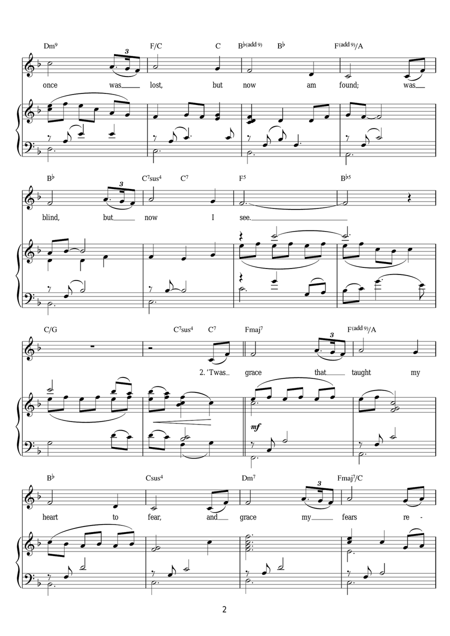 Amazing Grace Amazing Grace Piano, Vocal scores gallery preview page 2
