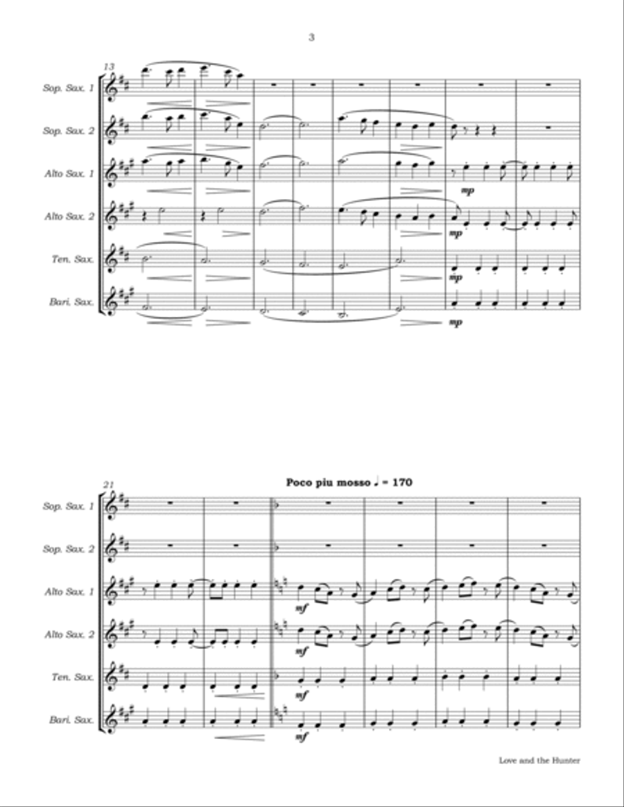 Love And The Hunter Woodwind Ensemble scores gallery preview page 6