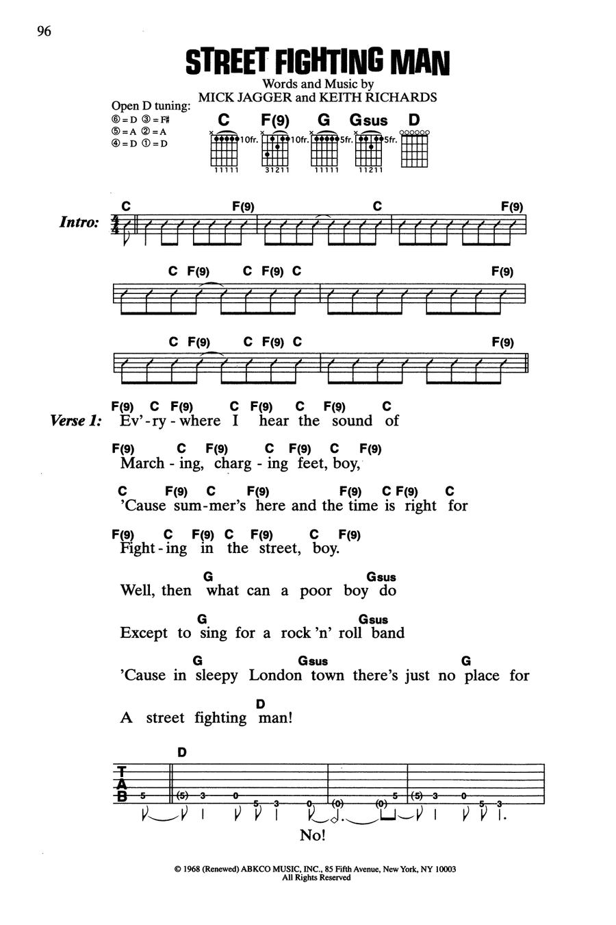 Street Fighting Man Street Fighting Man Guitar scores gallery preview page 1