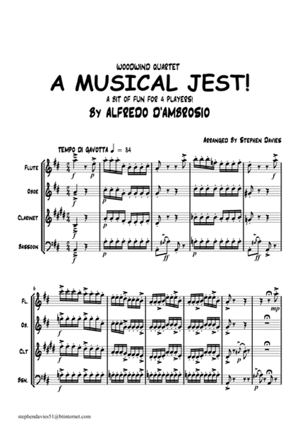 'A Musical Jest' By Alfredo D'ambrosio,Wind Quartet, a bit of fun for 4 players! image number null