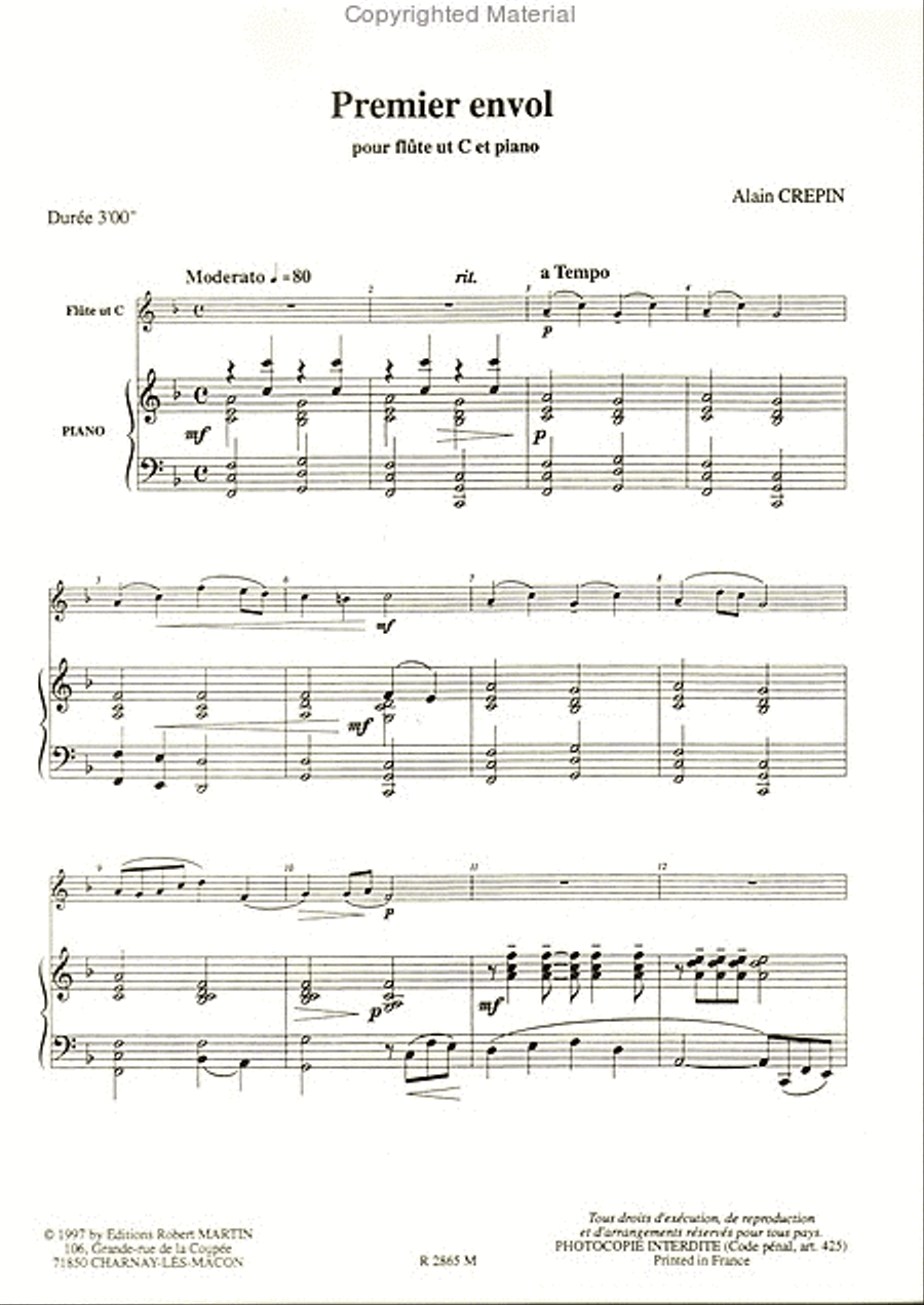 1er envol, pour flûte Piano Accompaniment scores gallery preview page 2