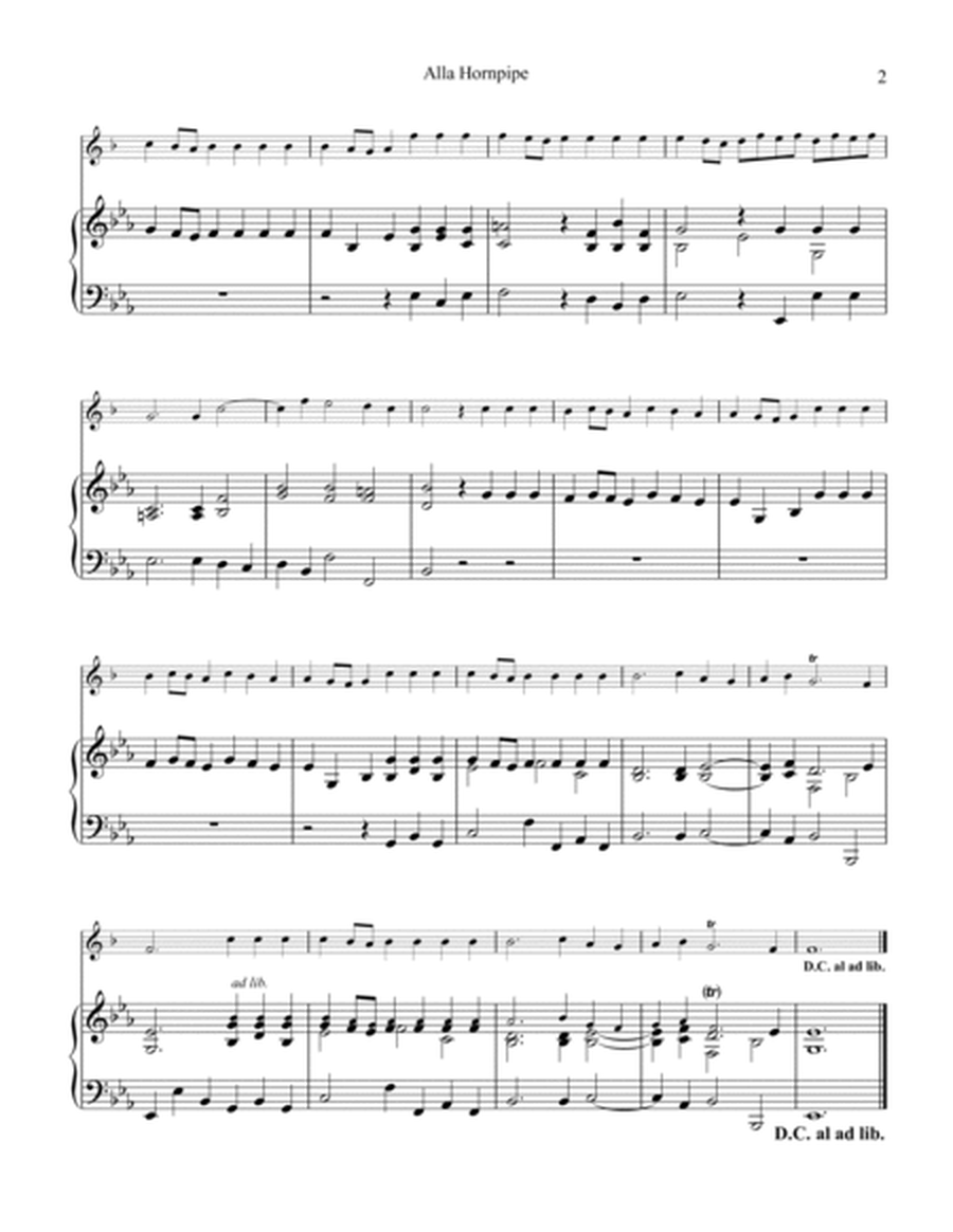 Alla Hornpipe from Water Music for trumpet in Bb and easy piano image number null