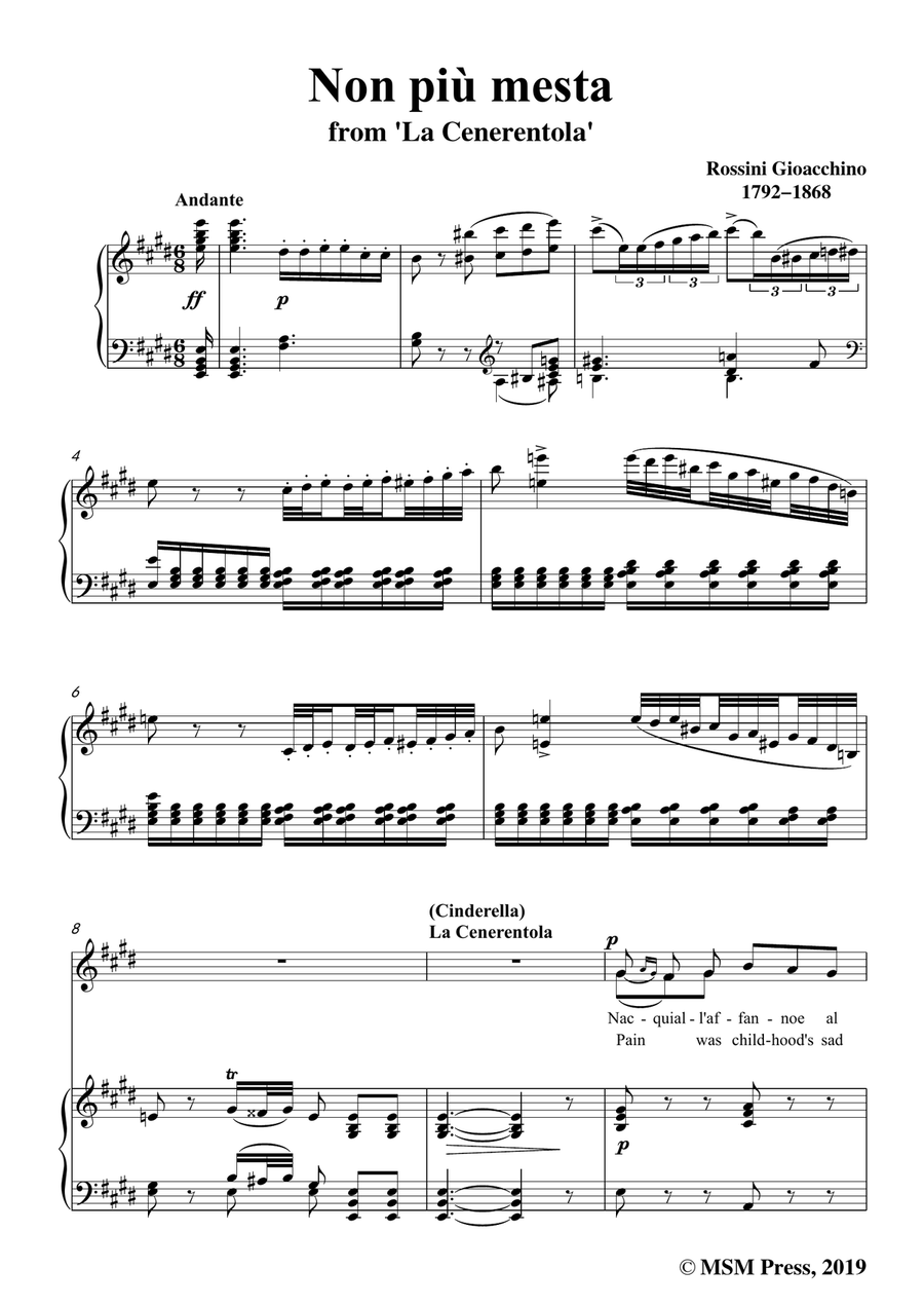 Rossini-Non,più mesta,from 'La Cenerentola',in E Major,for Voice and Piano Piano, Vocal scores gallery preview page 3