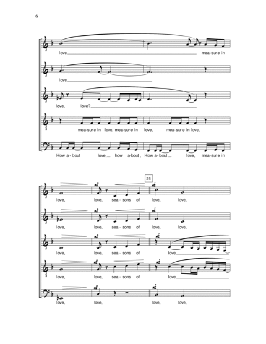 Seasons of Love (arr. Deke Sharon) SSATB scores gallery preview page 6