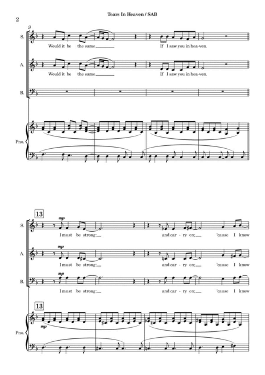Tears In Heaven Tears In Heaven 3-Part scores gallery preview page 2