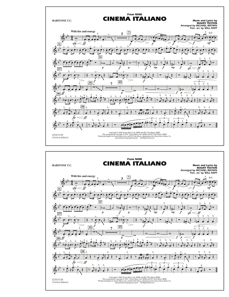 Cinema Italiano (from Nine) - Baritone T.C. Marching Band scores gallery preview page 1