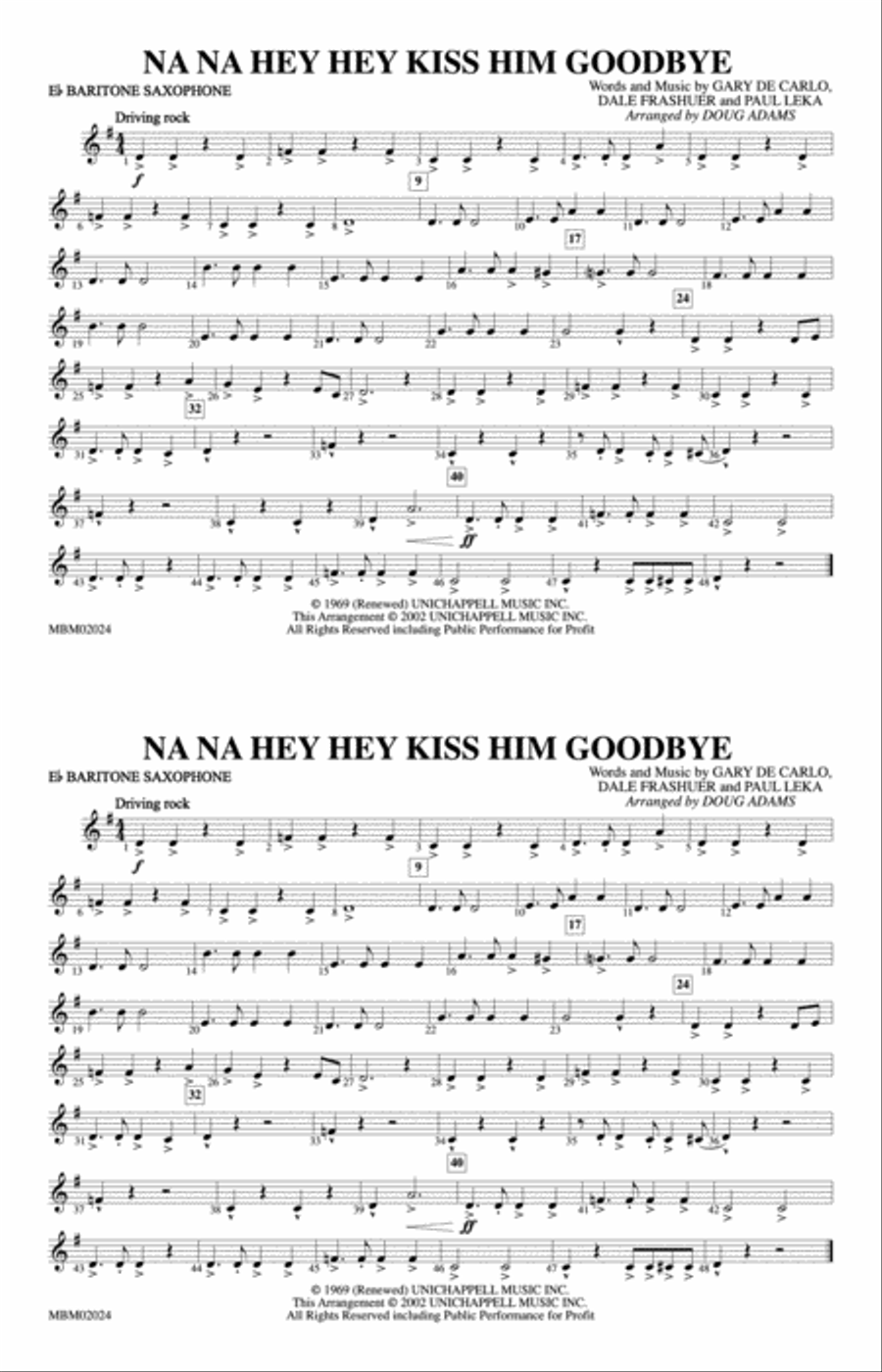 Na Na Hey Hey Kiss Him Goodbye: E-flat Baritone Saxophone Marching Band scores gallery preview page 1