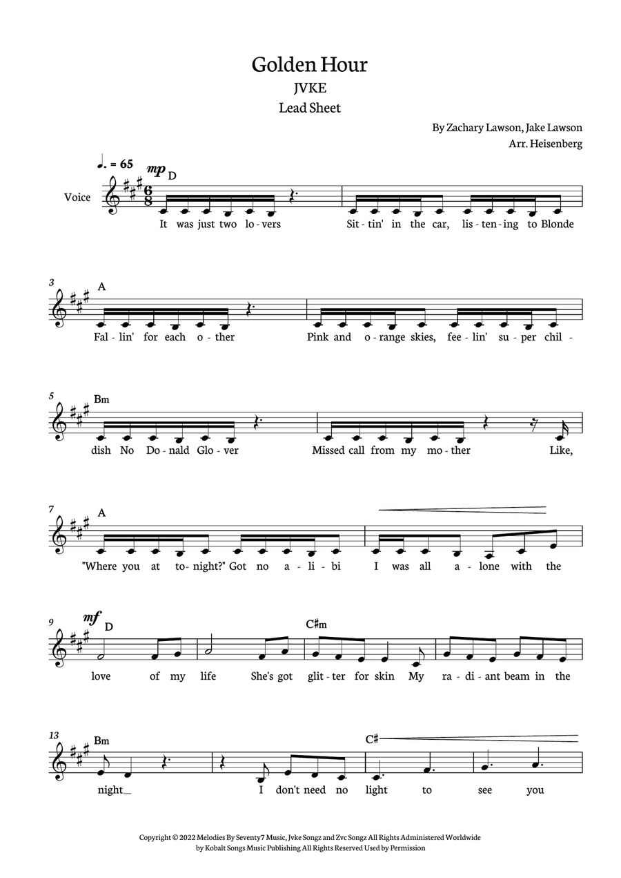 Golden Hour Piano scores gallery preview page 1