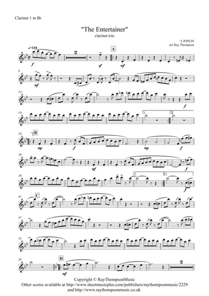Scott Joplin: "The Entertainer" (in cut time/alla breve) - clarinet trio image number null