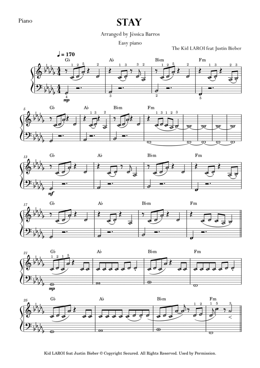 Stay Stay Easy Piano scores gallery preview page 1