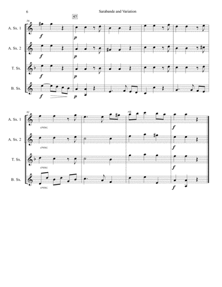 Sarabande and Variations for Saxophone Quartet (SATB or AATB) image number null