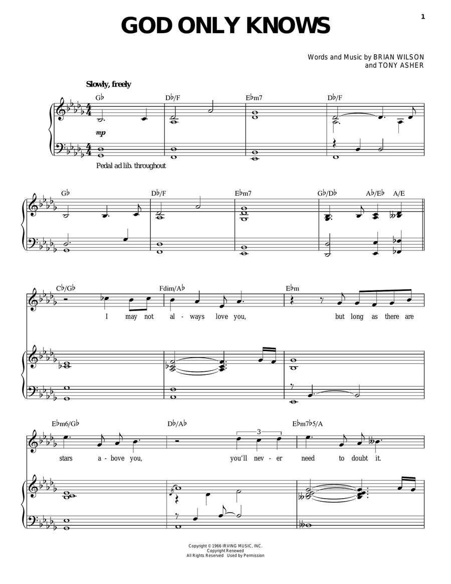 God Only Knows Piano, Vocal scores gallery preview page 1