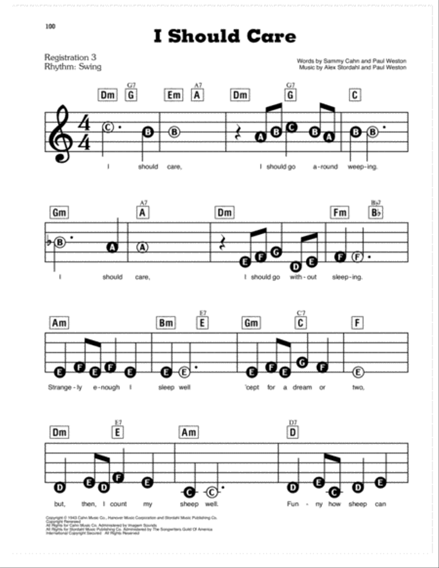 I Should Care Electronic Keyboard scores gallery preview page 1